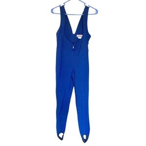 Womens Ski Bibs Overalls Snow Pant Suit 10R Obermeyer Vintage Stirrup Blue Wool